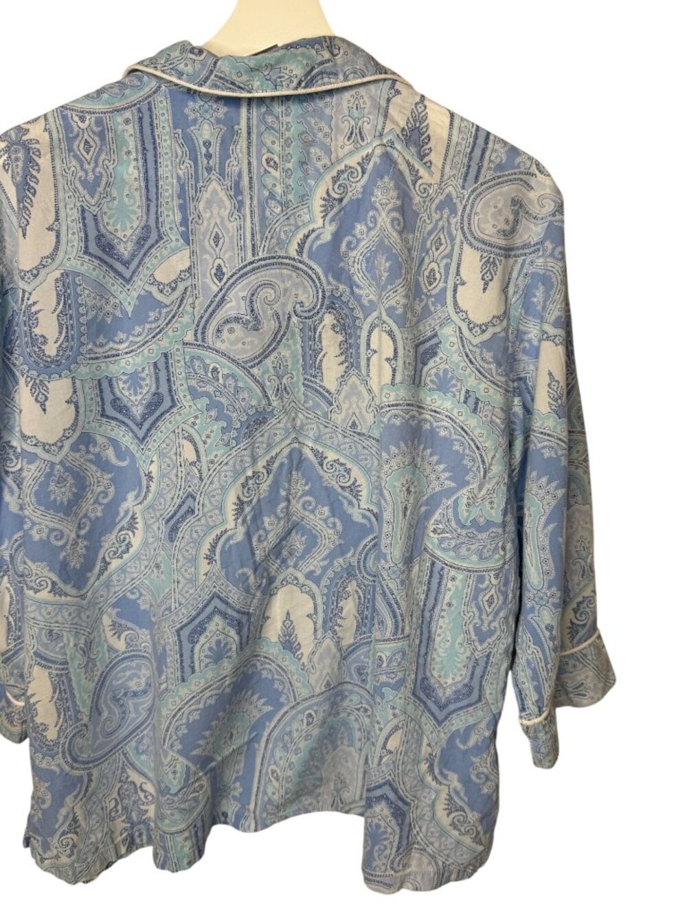 Lauren Ralph Lauren Women's Blue Paisley Button Front Pajama Sleep Top XL - Picture 11 of 13